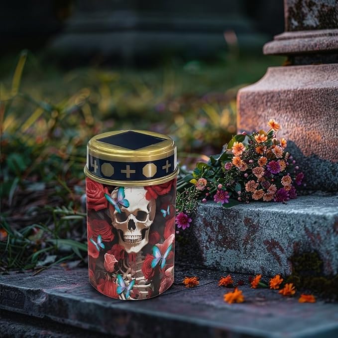 Skull Rose Butterfly Solar Garden Lights,Solar Decorative Lights,Waterproof Solar Outdoor Lights,Solar Stake Lights for Cemetery Grave Garden Patio Yard Lawn Decoration