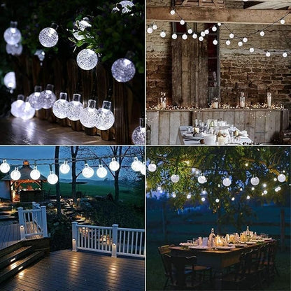 Toodour Solar String Lights Outdoor, 36ft 60 LED Globe String Light with 8 Mode, Waterproof Crystall Ball Lights Solar Patio Lights for Garden, Lawn, Patio, Gazebo, Yard, Outdoor Decor - Cool White
