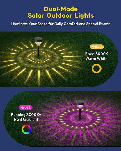Vangue Solar Lights Outdoor Garden, 2025 New Dynamic Running Light, IP65 Waterproof Dual-Mode Solar Powered Outdoor Lights for Pathway Lawn Patio Yard Landscape Driveway (4)