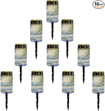 Lavender Solar Garden Lights Outdoor Waterproof Pathway Lights Decorations for Yard Patio Walkway Solar Stake Lights Outdoor Landscape Lighting-Warm White