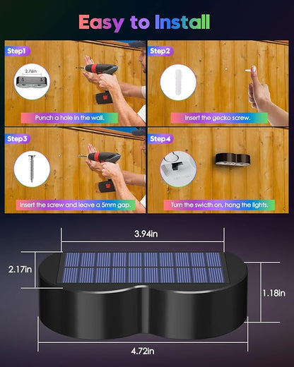 Upgraded Solar Fence Lights Outdoor 8 Pack with Spot Lensed, Warm White, Cold White & RGB 8 Fixed Colors Bright Fence Lights, Waterproof Color Glow Lights for Fence Wall Step Deck Railing Patio