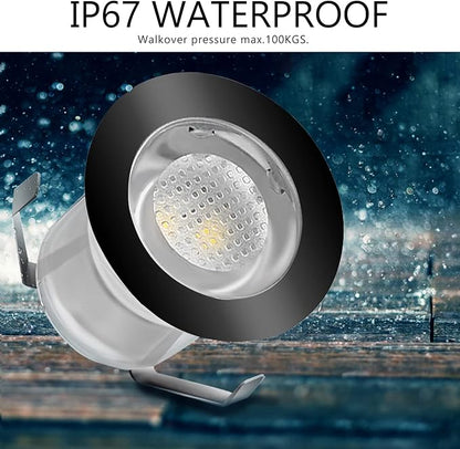 Low Voltage LED Deck Light Kit Stainless Steel Waterproof Recessed Wood Decking Stairs Garden Yard Patio Decor Lamp Outdoor Black Border LED Lighting (Cool White, 20pcs)