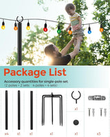 LAND·VOI 4 Pack String Light Poles, 9FT Heavy Duty Metal Light Poles for Outside String Lights, Outdoor light poles | Lumora