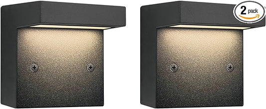 GKOLED 2-Pack Low Voltage LED Deck Lights, Landscape Step Wall Stair Railing Post Lighting with 3W Integrated LED Chips, IP65 Waterproof for Outdoor, Die-cast Aluminum, Black Powder Coated Finish