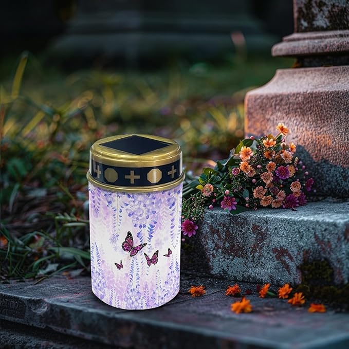 Butterfly Floral Solar Pathway Lights Outdoor LED Lantern Flameless Solar-Powered Fairy Lights for Outside,Waterproof Garden Lights for Yard Patio Driveway Path