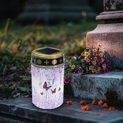 Butterfly Floral Solar Pathway Lights Outdoor LED Lantern Flameless Solar-Powered Fairy Lights for Outside,Waterproof Garden Lights for Yard Patio Driveway Path