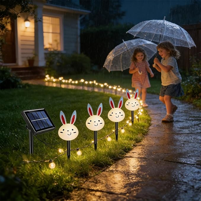 Easter Solar Lights,Easter Carrot Rabbit Garden Lighting Decor - Outside Lawn Lights - for Garden Yard Patio Porch Lawn Walkway Courtyard Landscaping