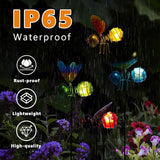 Insects Solar Garden Lights, 22.4" H Butterfly & Bee & Dragonfly & Ladybug Solar Stake Light, 4 Pcs Outdoor Statues | Lumora
