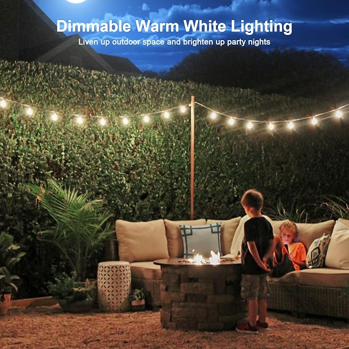 96FT Outdoor String Lights, DIY Infinite Colors, Music Sync Dimmable, WiFi Alexa/Google Assistant Compatible | Lumora