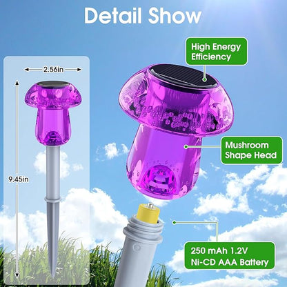 Solar Outdoor Lights, 8 Pack Waterproof Solar Mushroom Lights for Garden Yard Pathway Path Walkway Driveway Lawn Landscape Outside Decor, Yellow Green Purple Red