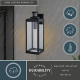 VAXCEL Kinzie Outdoor Porch Light, 6" W x 17.5" H Black Outdoor Lantern, Motion Sensor Wall Light for Porch, Patio | Lumora