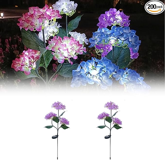 Solar Outdoor Lights, Hydrangea Garden Lights, Waterproof Garden Lawn Lamps, Inserted Flower LED Light for Yard | Lumora