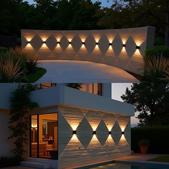 ASLIDECOR Solar Wall Lights UP and Down,Warm White Fence Lighting Waterproof Deck Step Light for Arbor Patio Yard