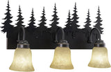 VAXCEL Yosemite 3-Light 24.75 inch Wide Burnished Bronze Rustic Cabin Bathroom Vanity Lighting Fixture, Amber Flake | Lumora