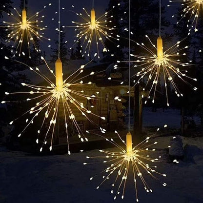 4 Pack 480 LED Firework Copper Wire Lights, Fairy Twinkle Lights Plug in String Lights 8 Modes Waterproof Starburst Lights for Christmas, Birthday, Bedroom, Corridor Patio, Garden, Wedding