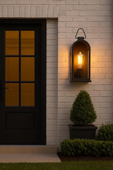 Vintage Outdoor Wall Light Fixture (1 Pcs) - Matte Black Porch Lantern/Exterior Wall Sconce, Glass Shade, Sturdy | Lumora