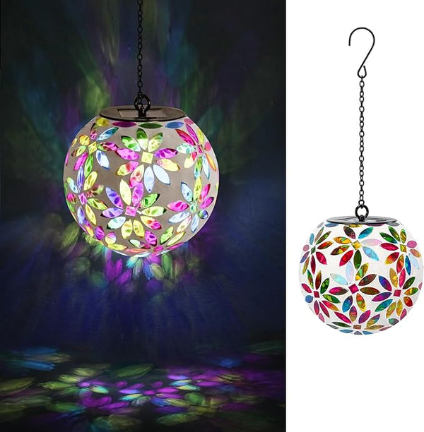 VCUTEKA Hanging Solar Lanterns Mosaic Solar Lights with Hook Up, Outdoor Garden Lights Decor for Yard Tree Fence | Lumora
