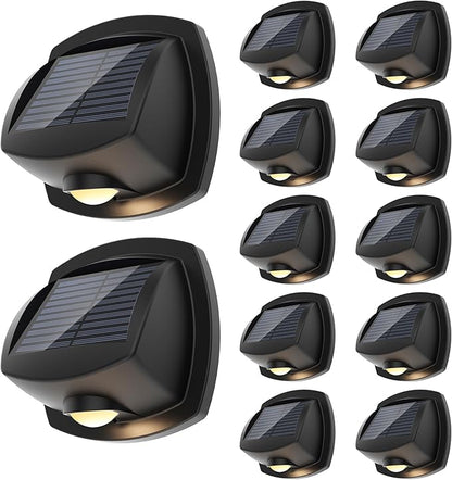 SOLPEX Solar Lights Outdoor Waterproof IP65, Solar Stair Lights Outdoor for Fence, Deck, Step, Dual Color LED 3 Lighting Modes House Wall Light for Porch, Backyard, Fence, Garden Decor-12 Pack