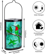 Hanging Solar Lantern Outdoor Waterproof Hummingbird Solar Lights Glass Tabletop Decorative Lamp for Outdoor Patio | Lumora