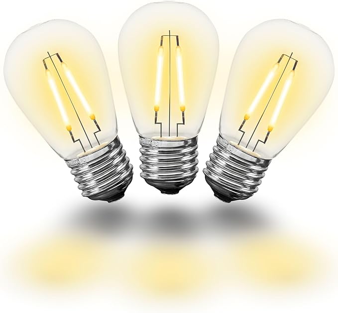 Novelty Lights Outdoor String Light Dual-Filament Replacement Bulbs, 25 Pack S14 LED Edison Shatterproof Plastic | Lumora