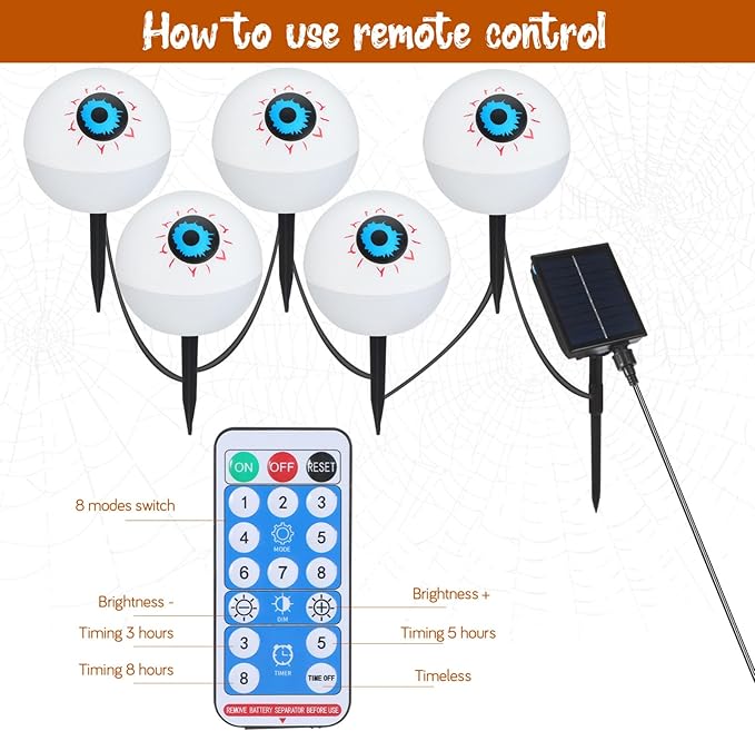 Uonlytech Solar Halloween Eyeball Lights 5-Pack Outdoor Garden Solar Stake Lights for Yard Patio Pathway Decorations Red Green Led