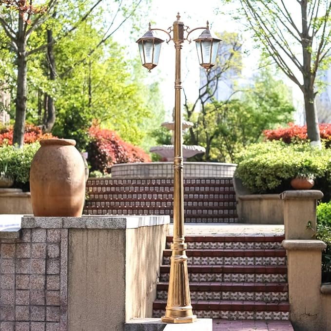 Lights Outdoor 2-Head European Creative Hexagon Streetlight Outdoor Waterproof Patio Landscape Lantern Edison E27 | Lumora