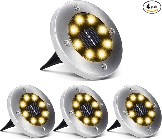 Aogist Solar Ground Lights, LED Garden Disk Lights In-Ground Outdoor Landscape Lighting for Lawn Patio Pathway Yard | Lumora