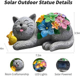 Solar Garden Outdoor Statues Cat Figurine Lights - Yard Decorations for Patio,Balcony,Lawn Ornaments - Unique | Lumora