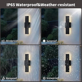 2 Pack LED Modern Outdoor Wall Lights Dimmable 3-Color Temperature 15.7in Exterior Lighting Fixtures IP65 | Lumora