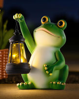 Solar Frog Garden Statue Light, Outdoor Waterproof Decorative Lantern Figurine, Cute Yard Art for Garden Patio Pond | Lumora