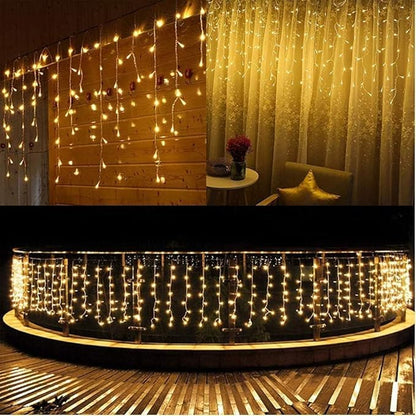 Joomer Christmas Icicle Lights - 19FT Outdoor String Lights Waterproof, 8 Modes Timer Connectable Plug-in String Light for Christmas Party, Eaves, Roofs, Xmas Decorations (Warm White)