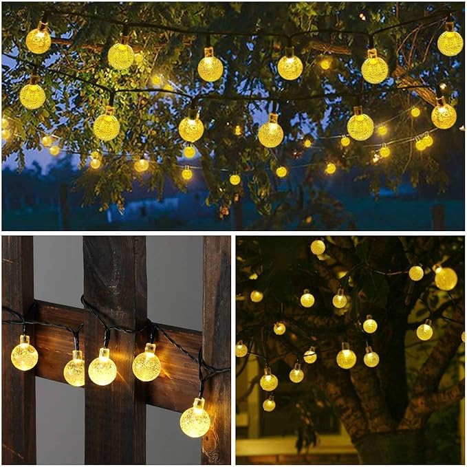 LYHOPE Solar String Lights Outdoor, 2 Pack Total 71ft 120 LED Solar Patio Lights Waterproof, 8 Modes Solar Outdoor Lights Globe Lights for Garden Yard Patio Gazebo Decorations (Warm White)