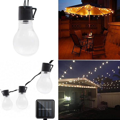 Solar Bulb String Lights,MUEQU 16ft Globe String Lights with 20 Clear Bulb Light,Waterproof Solar Decoration Lights for Backyard Patio Umbrella Deck Bistro Cafe Porch Wedding Party Light (Warm whtie)