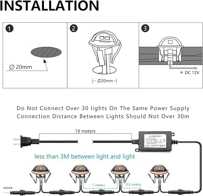 LED Deck Stair Lighting Kit, Low Voltage Patio Deck Lamp IP65 Φ1.38 Indoor Outdoor Wood RGB Multicolored Recessed | Lumora