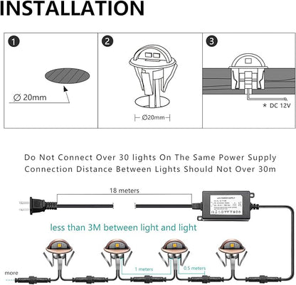 LED Deck Stair Lighting Kit, Low Voltage Patio Deck Lamp IP65 Φ1.38 Indoor Outdoor Wood RGB Multicolored Recessed Yard Garden Patio Step Landscape Pathway Decor Lights, Bronze(RGB, Pack of 10)