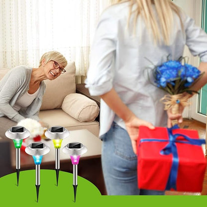 KOCASO Solar Lights Outdoor Decorative, 4Pack Solar Garden Lights Stakes, Flower Bed Decorations Mosaic, Decor for Path, IP44 Waterproof for Yard Driveway Walkway