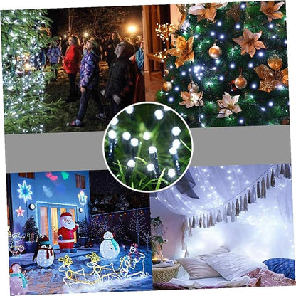 Solar LED String Lights Warm White Beads Outdoor Decorative Lamps for Garden Patio Lawn Energy-Saving Solar Powered Festive Lighting