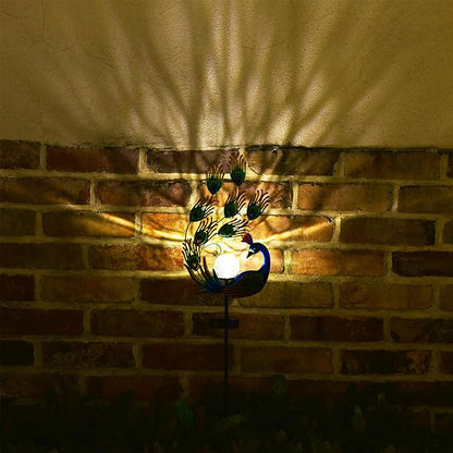 ARTER Solar Garden Stake Light, 50 Inches Tall Metal Peacock Outdoor Waterproof Decorative Solar Pathway Light with Bling Bling Jewels, LED Landscape Light for Yard Patio Lawn Poolside (Pack of 1)