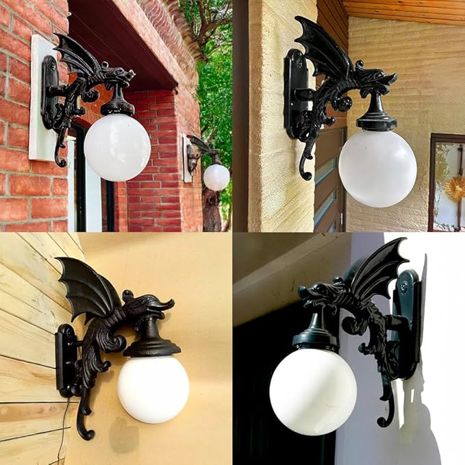 The King's Bay Gargoyle Dragon Outdoor Wall Light Sconce