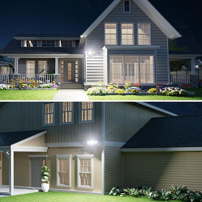 Onforu 70W Dusk to Dawn Outdoor Lighting,7000LM Black Flood Lights Outdoor,IP65 Waterproof Exterior Security LED Light,3 Adjustable Heads Photocell Light Fixture,6500K Floodlight for Garage,Patio,Yard
