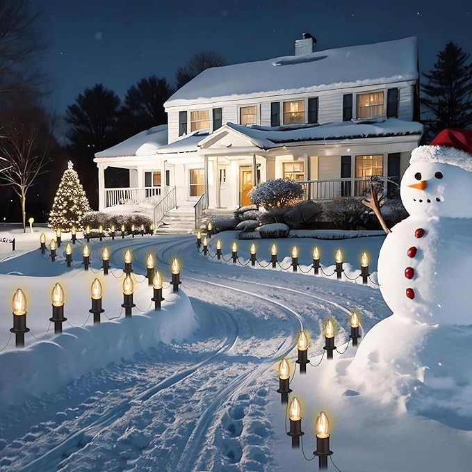 GOOTHY C9 Clear Christmas String Lights, 25Ft Outdoor Christmas Lights with 26 Warm White Bulbs, Hanging Roofline | Lumora