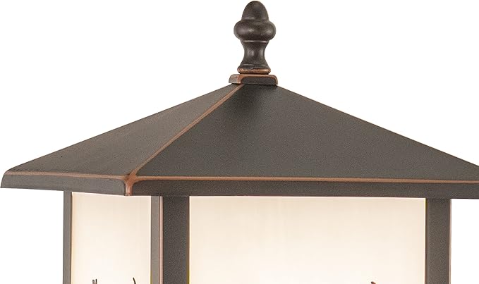 VAXCEL Bryce 1L Bronze Rustic Outdoor Deer Tree Post Light White Glass | Lumora