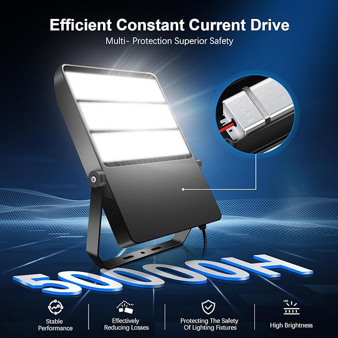 360W Stadium Flood Light Fixture Outdoor LED, 50800 LM 110-270v Commercial Super Bright Parking lot Light 5000k, IP65 Waterproof Exterior Yoke Mount Lighting Security for Arena, Field, Court