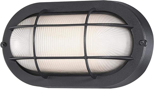 Westinghouse 6113700 Traditional One-Light Dimmable LED Outdoor Wall Light, Textured Black Finish, White Glass