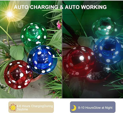 3pcs Solar Powered Simulation Mushroom Stake Lights, Outdoor Save Energy Garden Ground Light Ornament for Yard Patio Lawn Park Footpath Villa Decoration(#1)
