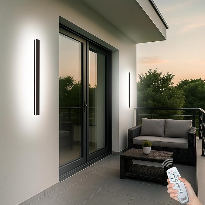 39 Inch Modern Outdoor Wall Lights, 3CCT Dimmable Outdoor Wall Sconce with Remote Control, IP65 Waterproof LED Long | Lumora