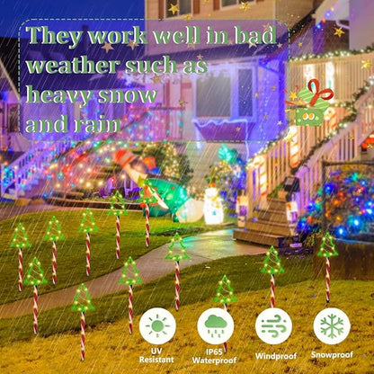 6 in 1 Solar Christmas Tree Pathway Lights, 54 LED Solar Powered Christmas Tree Candy Outdoor Decorations, 8 Lighting Modes, 800mAh, Waterproof Xmas Tree Candy Lights for Outdoor Garden