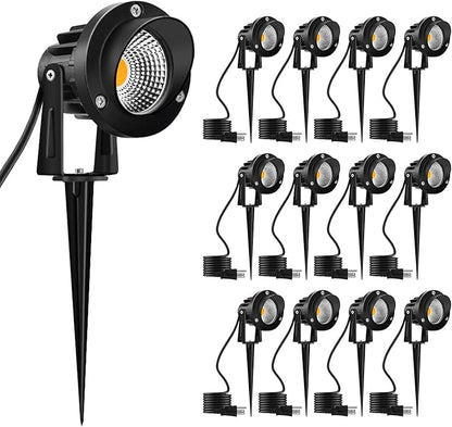 Romwish Outdoor Spotlight 3000K Warm White,12W LED Spot Lights Outdoor for Yard Garden Tree, 120V Plug in Landscape Lighting with IP65 Waterproof for Lawn Decorative, 12 Pack