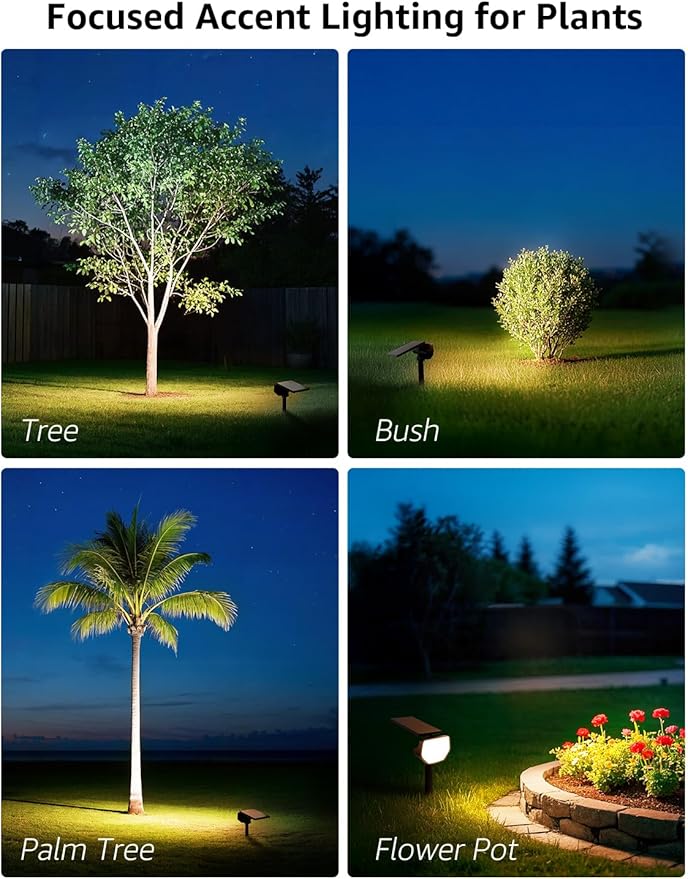 Lepro Solar Decorative Spot Lights 4 Pack, Warm White Accent Lights for Garden - Outdoor Security Flood Light | Lumora