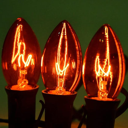 Orange Halloween Lights, 25 FT Christmas String Lights with 25 C9 Incandescent Bulbs, Waterproof Halloween Decorations for Outdoor Indoor Patio Home Party Garden Yard Decor